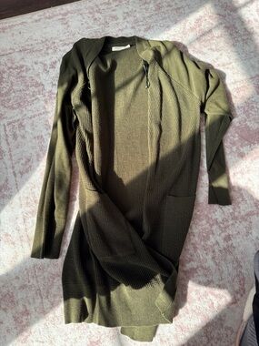 Harper Olive Knit Open-Front Cardigan